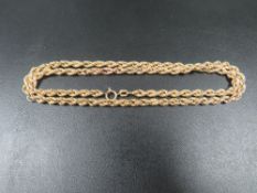 A hallmarked 9 carat gold rope twist necklace approx. weight 5g