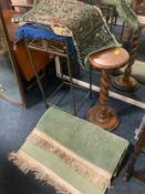 Two stands together with three assorted rugs