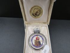 A boxed QE11 Coronation pocket watch