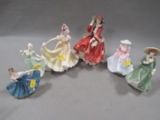 Six assorted figurines to include Royal Doulton 