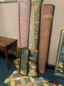 Four assorted modern rugs together with four assorted mirrors