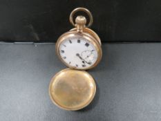 A gold plated full hunter pocket watch