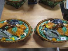 Two modern reproduction Majolica style game tureens