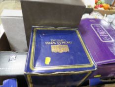 A tray of assorted boxed crystal and glass