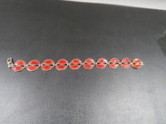 A Norwegian silver and enamel David Anderson articulated bracelet, makers marks and 925 Sterling