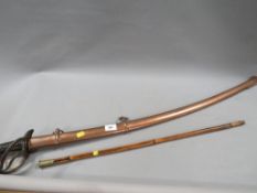 A decorative reproduction sword together with a bamboo cane (2)