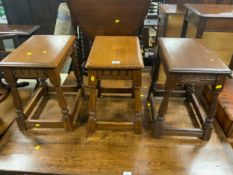 Three small oak joint style stools