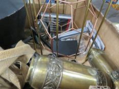 A tray of mixed metal curios