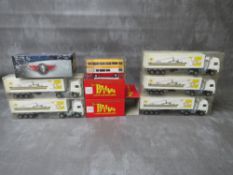 FIVE BOXED MAJORETTE CHERBOUG TO POOLE ARTICULATED LORRIES AND TRAILERS, ECH 1:60, boxed Atlas