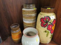 Four ceramic vases to include West German examples