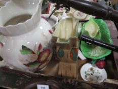 A tray of assorted ceramics to include a Royal Albert Old Country Roses clock etc