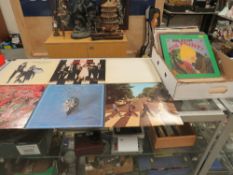 A collection of 18 LP records and one box set to include Beatles white album, Beatles Abby Road, Blo