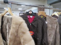 A vintage pastel mink fur stole, together with a vintage fu coat and a retro 'Dickies' workwear