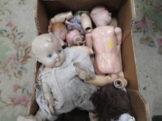 A quantity of vintage dolls and parts A/F