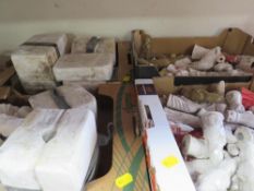 Four small trays of ceramics chess pieces together with chess pieces moulds