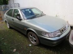 A 2000 green 2L petrol SAAB 'W537 RMW', currently SORN, one key, with log book, mileage at last MOT