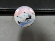 An unmarked David Anderson circular enamel brooch, stamped to the reverse S925S, Dia. 2.5 cm