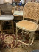 Three modern bar/kitchen stools A/F