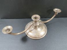 A small hallmarked silver three branch candelabra