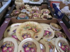 Two trays of Aynsley Orchard Gold Fruit, signed N. Brunt / D. Jones