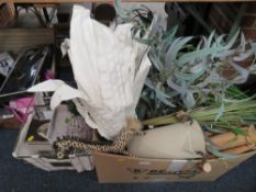 Two boxes of decorative sundries to include homeware items