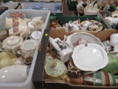 Three trays of mixed collectables to include large George Jones tureen, Royal Albert tea pots,
