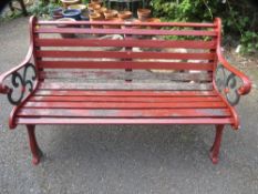 A cast iron garden bench