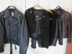 A collection of four vintage leather jackets