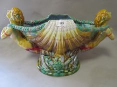 A reproduction Majolica style centrepiece in the form of a clam