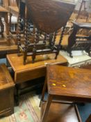 Three vintage oak tables