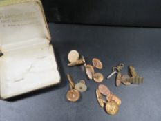 A selection of cufflinks to include a hallmarked 9 carat gold pair