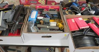 Four trays of model railway to include Hornby, Airfix etc