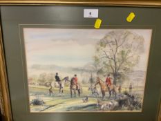 Benjamin Smith, a framed and glazed watercolour depicting a hunting scene