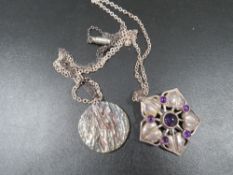 A vintage Charles Horner silver pendant together with a retro style silver pendant stamped NG