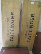 A pair of vintage Taittinger wooden champagne box sides A/F