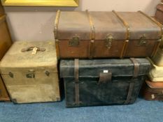Three large vintage packing trunks