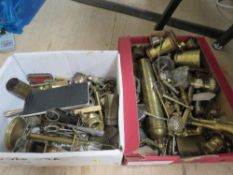 Two small trays of assorted metal ware