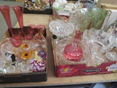 Three trays of assorted ceramics and glass to include a Maling bowls, glass paper weight etc