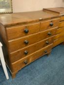 A 19th century oak and mahogany Cross banded five drawer chest of drawers W 109 cm