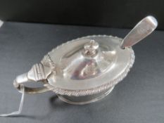 A large hallmarked silver Chester assay mustard pot by Nathan & Hayes together with a hallmarked