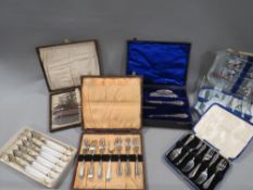 A selection of assorted cased flatware etc