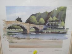 Five signed in pencil framed and glazed prints to include View of Llanwrst and Swaledale