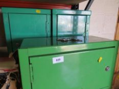 Three locking steel security boxes with keys