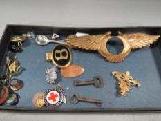 A Bentley car badge and a quantity of collectables