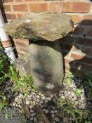 An antique sandstone staddle stone / garden mushroom