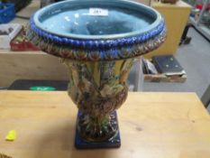 A modern reproduction Majolica style Campana urn
