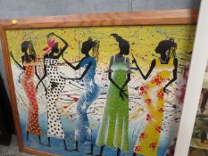 Various framed prints various subjects together with a Batik of African women