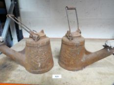 Two goose neck oil lamps