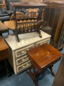 A pair of bedside chests and nest of tables, coffee tables and two small tables