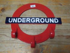 A London Underground sign coat rack **